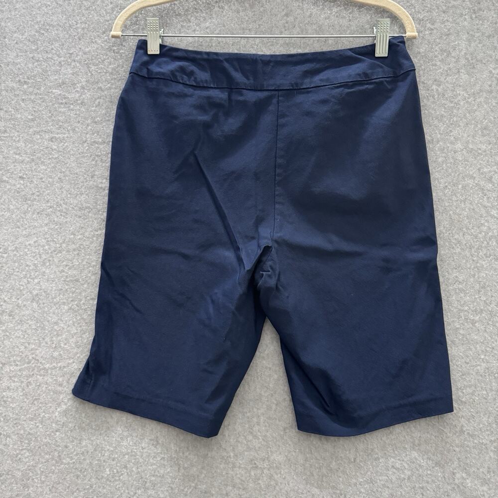 Lulu B Stretchy Bermuda Shorts Women's 10 Navy Blue 10" Inseam UPF Golf Pull On - Picture 2 of 8